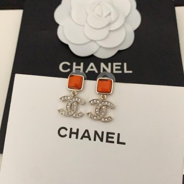 réplica,joyas,joyería,1:1,replica,fake,lujo,barato Pendientes cc de resina marrón Chanel