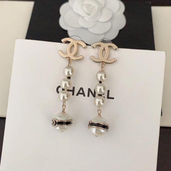 réplica,joyas,joyería,1:1,replica,fake,lujo,barato Pendientes largos de perlas Chanel