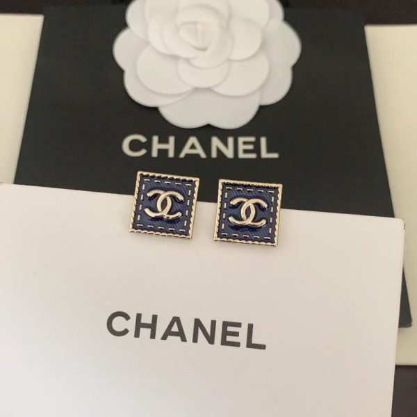 réplica,joyas,joyería,1:1,replica,fake,lujo,barato Pendientes cuadrados Chanel azules y negros