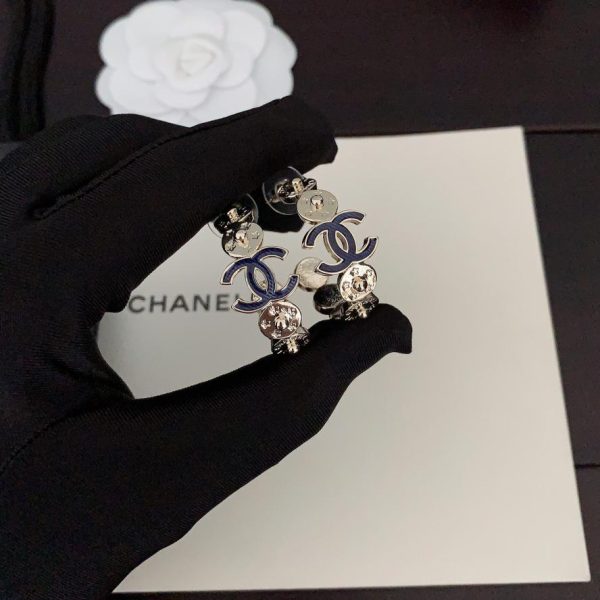 réplica,joyas,joyería,1:1,replica,fake,lujo,barato Pendientes Chanel denim azul y negro cc