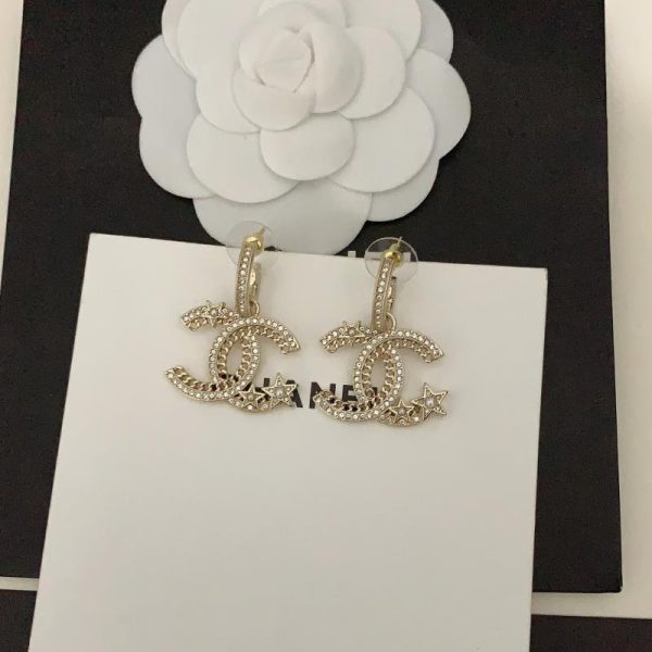 réplica,joyas,joyería,1:1,replica,fake,lujo,barato Ganchos para la oreja Chanel estrella de cinco puntas cc