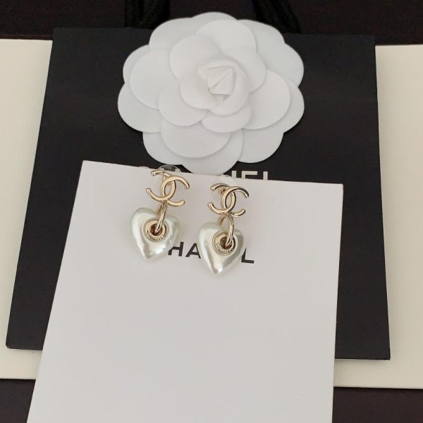 réplica,joyas,joyería,1:1,replica,fake,lujo,barato Pendientes de amor de perlas blancas Chanel