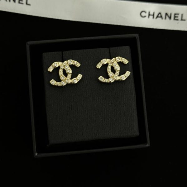 réplica,joyas,joyería,1:1,replica,fake,lujo,barato Aretes Chanel con diamantes redondos irregulares y cc