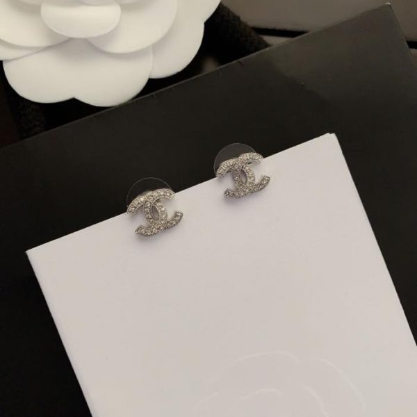 réplica,joyas,joyería,1:1,replica,fake,lujo,barato Pendientes Chanel mini plateados con diamantes
