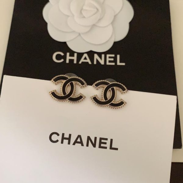 réplica,joyas,joyería,1:1,replica,fake,lujo,barato Pendientes Chanel cc negros