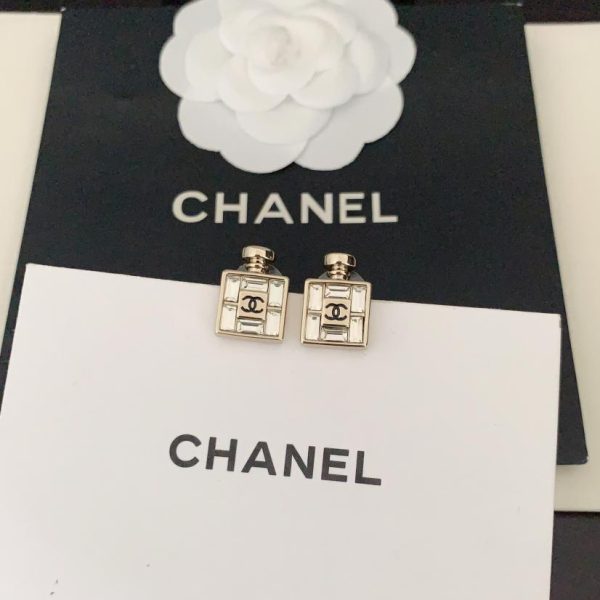 réplica,joyas,joyería,1:1,replica,fake,lujo,barato Pendientes de frasco de perfume con diamantes cuadrados Chanel