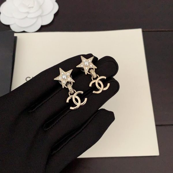 réplica,joyas,joyería,1:1,replica,fake,lujo,barato Pendientes de pentagrama de perlas Chanel