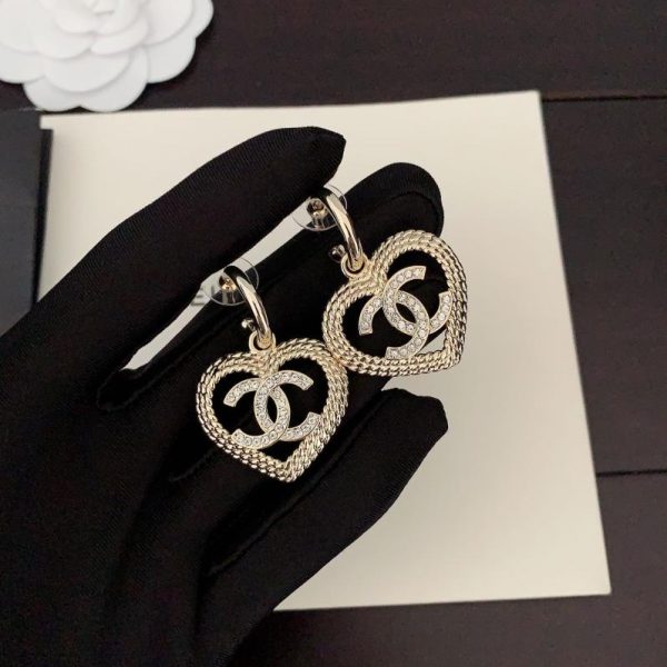 réplica,joyas,joyería,1:1,replica,fake,lujo,barato Ganchos para las orejas de amor hueco de Chanel