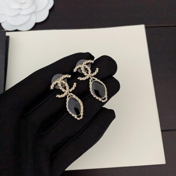 réplica,joyas,joyería,1:1,replica,fake,lujo,barato Pendientes Chanel negros