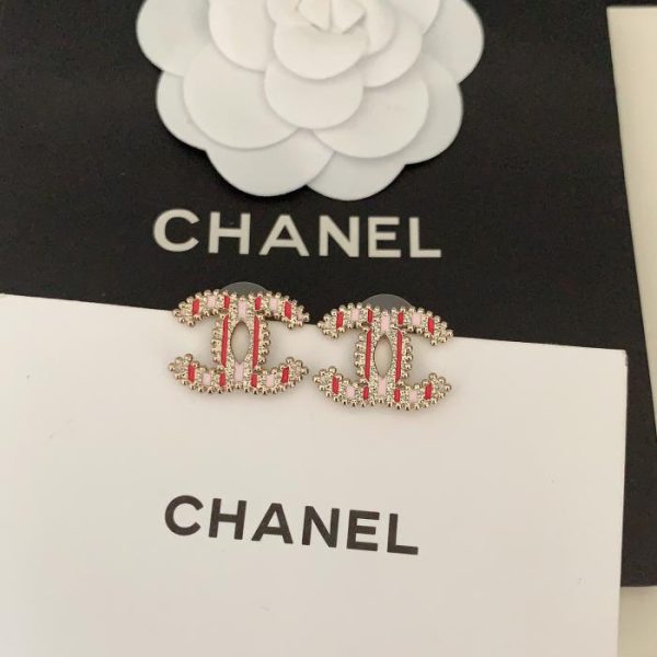 réplica,joyas,joyería,1:1,replica,fake,lujo,barato Pendientes Chanel cc bicolor rosa