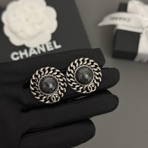 réplica,joyas,joyería,1:1,replica,fake,lujo,barato Pendientes negros redondos medievales de Chanel