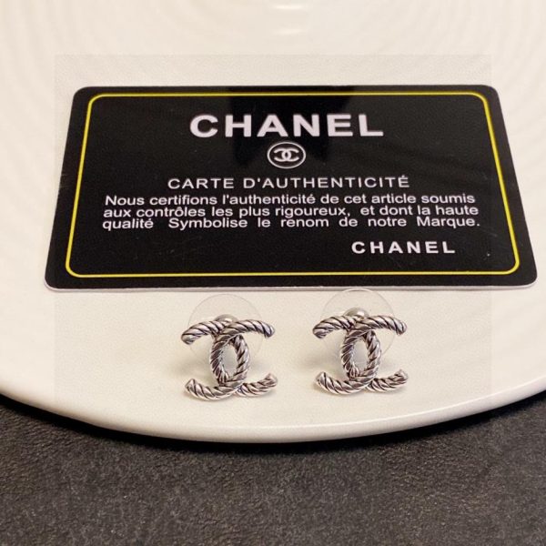 réplica,joyas,joyería,1:1,replica,fake,lujo,barato Pendientes de plata vintage con letra C doble Chanel