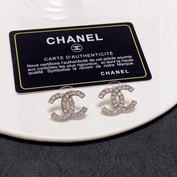 réplica,joyas,joyería,1:1,replica,fake,lujo,barato Pendientes Chanel con diamantes doble C