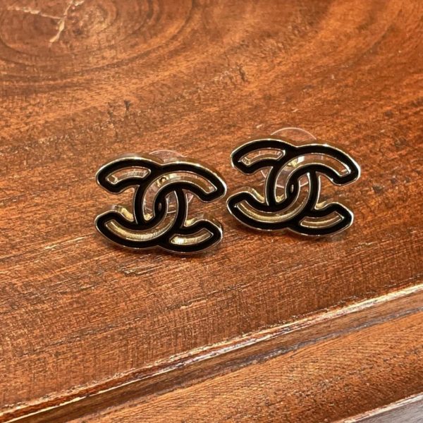 réplica,joyas,joyería,1:1,replica,fake,lujo,barato Pendientes Chanel con doble C hueca