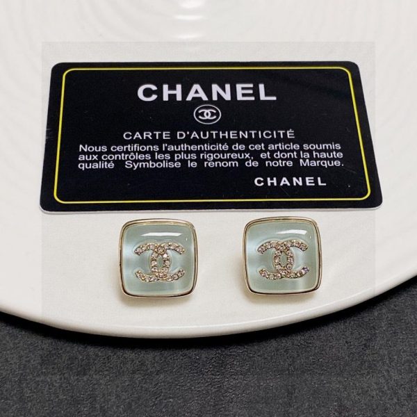 réplica,joyas,joyería,1:1,replica,fake,lujo,barato Pendientes Chanel con doble letra C y diamantes en azul claro