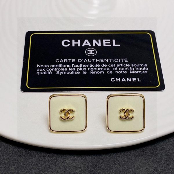 réplica,joyas,joyería,1:1,replica,fake,lujo,barato Aretes con doble C cuadrados de mediados de siglo de Chanel