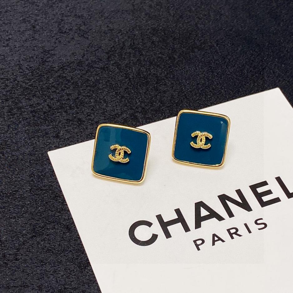 réplica,joyas,joyería,1:1,replica,fake,lujo,barato réplica,joyas,joyería,1:1,replica,fake,lujo,barato Arroz Chanel, pendientes doble C cuadrados medievales azul zafiro