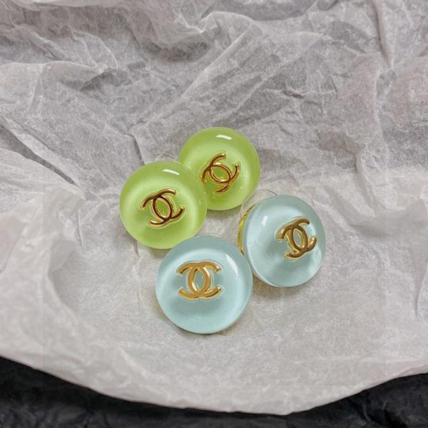 réplica,joyas,joyería,1:1,replica,fake,lujo,barato Pendientes Chanel Double C Summer Jelly verde claro y azul claro