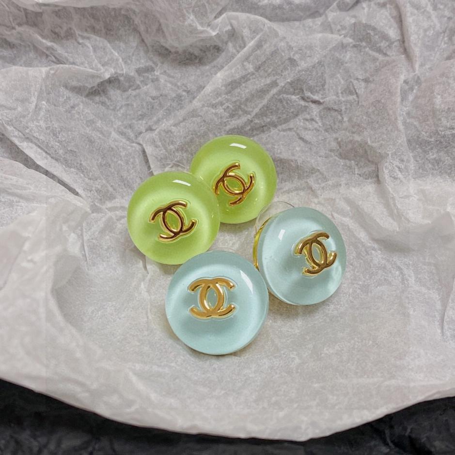 réplica,joyas,joyería,1:1,replica,fake,lujo,barato réplica,joyas,joyería,1:1,replica,fake,lujo,barato Pendientes Chanel Double C Summer Jelly verde claro y azul claro