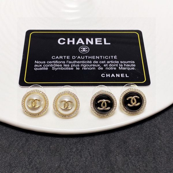réplica,joyas,joyería,1:1,replica,fake,lujo,barato Pendientes Chanel doble C en blanco y negro