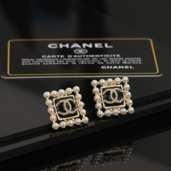 réplica,joyas,joyería,1:1,replica,fake,lujo,barato Pendientes de perlas cuadradas Chanel Doble C