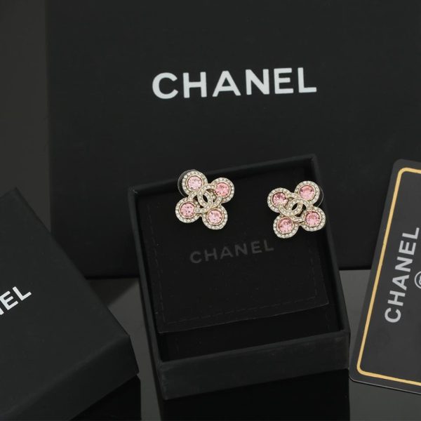 réplica,joyas,joyería,1:1,replica,fake,lujo,barato Pendientes Chanel con trébol de cuatro hojas rosa