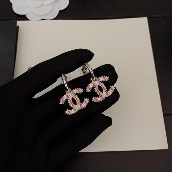 réplica,joyas,joyería,1:1,replica,fake,lujo,barato Ganchos para las orejas Chanel rosa bicolor