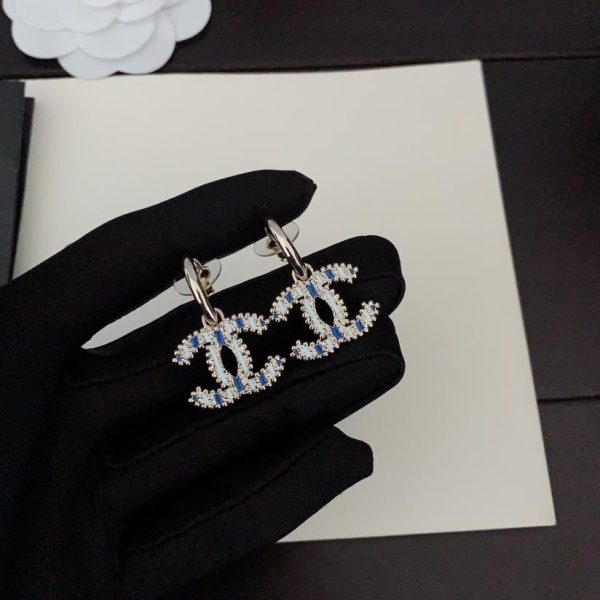 réplica,joyas,joyería,1:1,replica,fake,lujo,barato Ganchos para las orejas bicolores azules Chanel