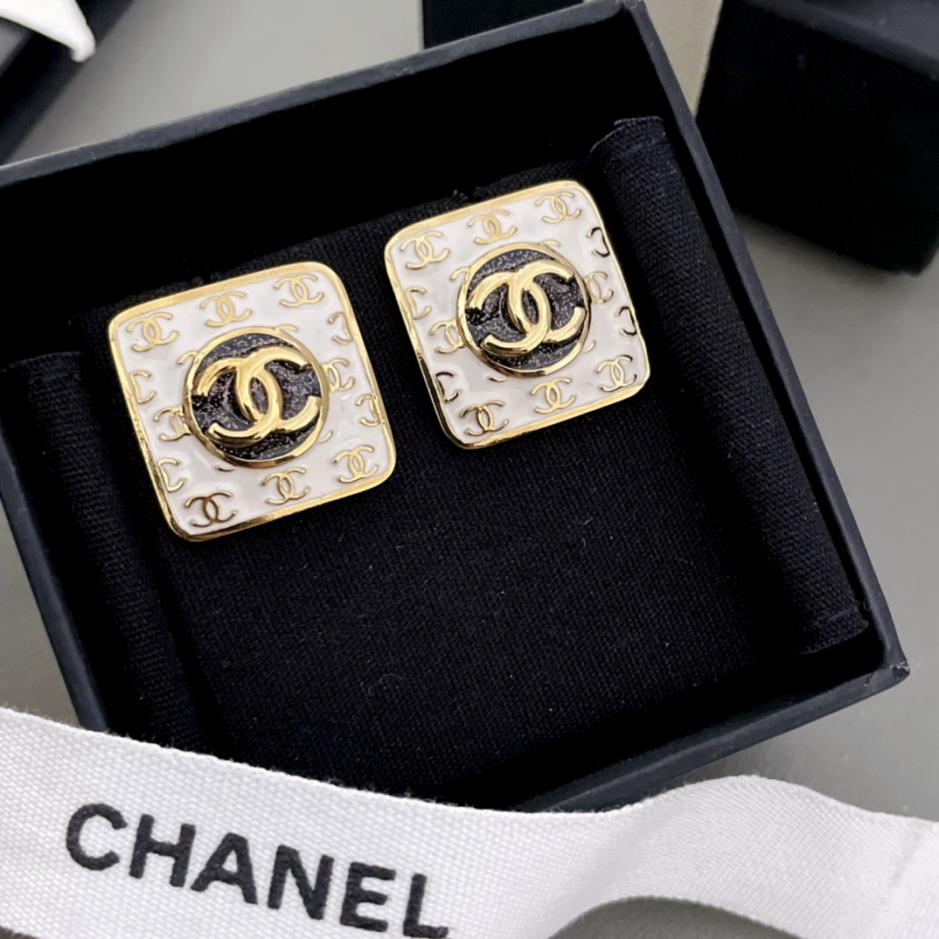 réplica,joyas,joyería,1:1,replica,fake,lujo,barato réplica,joyas,joyería,1:1,replica,fake,lujo,barato Pendientes c cuadrados de oro blanco fragante y gordo de Chanel