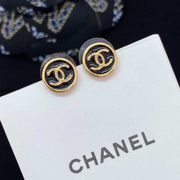 réplica,joyas,joyería,1:1,replica,fake,lujo,barato Pendientes Chanel mini redondos negros