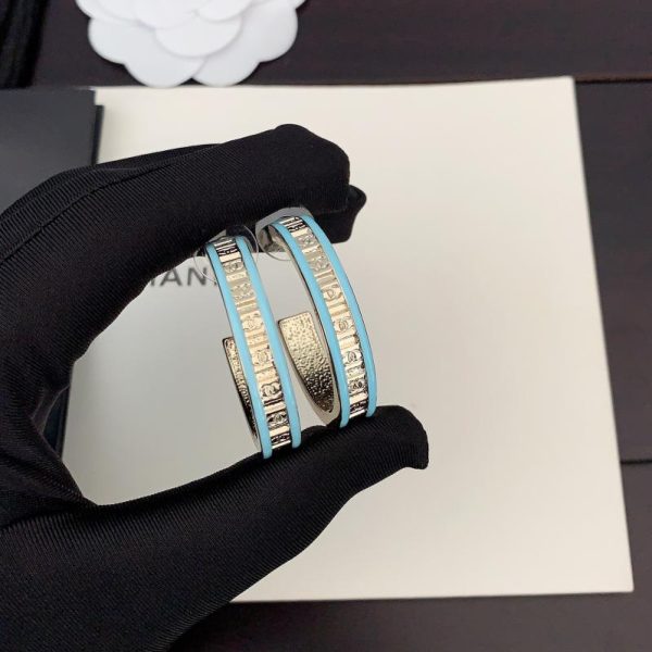 réplica,joyas,joyería,1:1,replica,fake,lujo,barato Ganchos para las orejas Chanel azul verde diamante cc