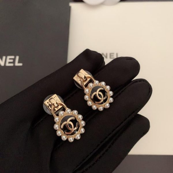 réplica,joyas,joyería,1:1,replica,fake,lujo,barato Pendientes negros de perlas Chanel