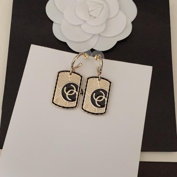 réplica,joyas,joyería,1:1,replica,fake,lujo,barato Ganchos para la oreja Chanel oblicuos cc