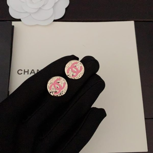 réplica,joyas,joyería,1:1,replica,fake,lujo,barato Pendientes redondos Chanel rosa cc