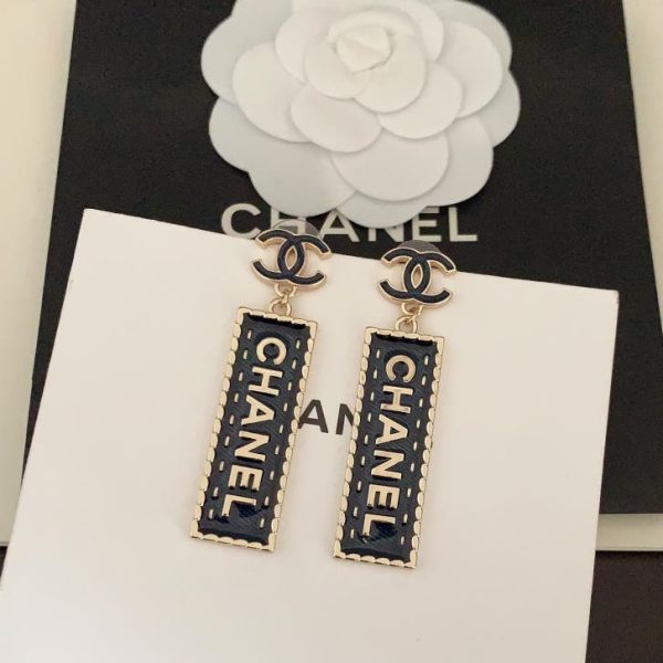 réplica,joyas,joyería,1:1,replica,fake,lujo,barato Pendientes largos con letras Chanel cc