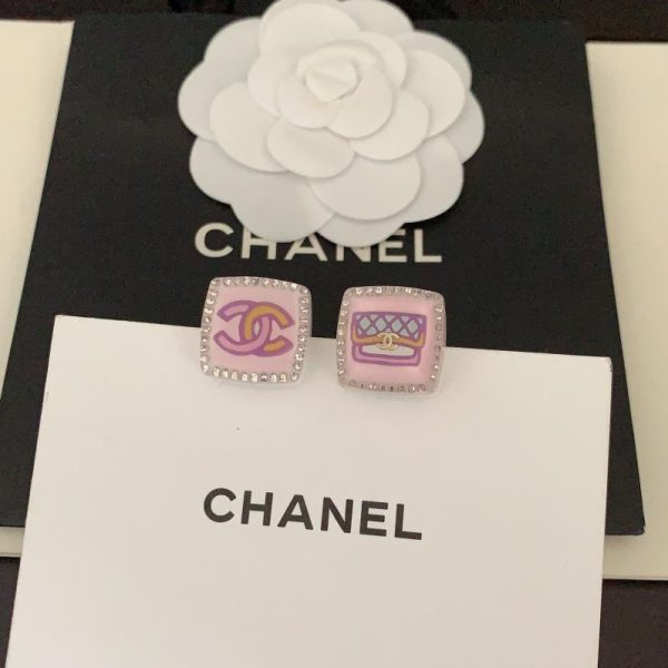 réplica,joyas,joyería,1:1,replica,fake,lujo,barato Pendientes cc asimétricos de resina cuadrada Chanel