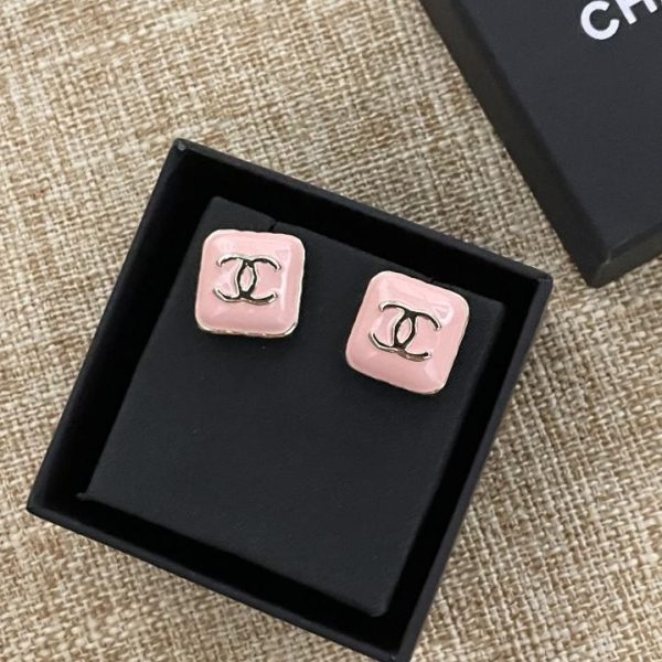 réplica,joyas,joyería,1:1,replica,fake,lujo,barato Pendientes cuadrados Dor rosa material consistente Zp