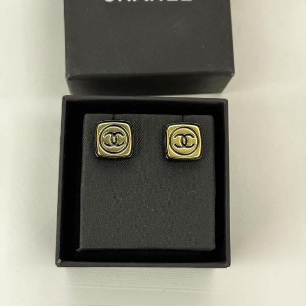 réplica,joyas,joyería,1:1,replica,fake,lujo,barato Pendientes cuadrados negros Chanel