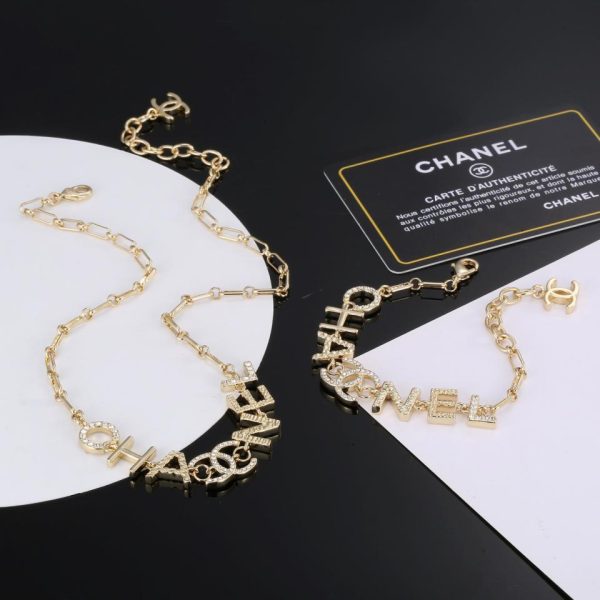 réplica,joyas,joyería,1:1,replica,fake,lujo,barato Pulsera collar de doble cadena Chanel