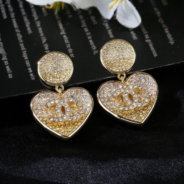 réplica,joyas,joyería,1:1,replica,fake,lujo,barato Pendientes de diamantes de imitación degradados Love de Chanel