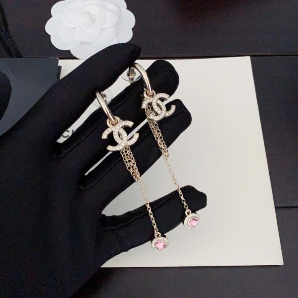 réplica,joyas,joyería,1:1,replica,fake,lujo,barato Pendientes Chanel con diamantes redondos rosas