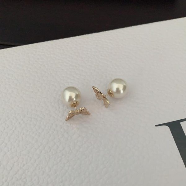 réplica,joyas,joyería,1:1,replica,fake,lujo,barato Pendientes de perlas grandes con mariposa hueca Dor
