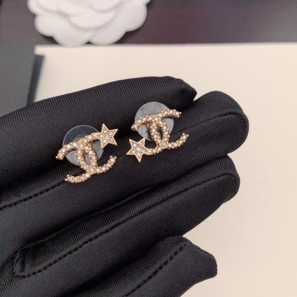 réplica,joyas,joyería,1:1,replica,fake,lujo,barato Pendientes Chanel con estrella y diamantes
