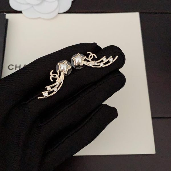 réplica,joyas,joyería,1:1,replica,fake,lujo,barato Pendientes Chanel estrella blanca de cinco puntas