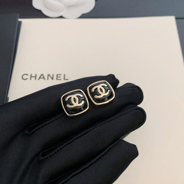 réplica,joyas,joyería,1:1,replica,fake,lujo,barato Pendientes cuadrados negros Chanel