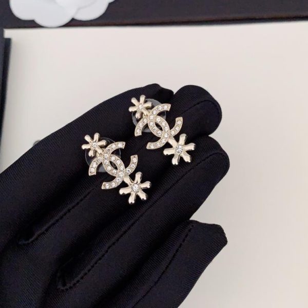 réplica,joyas,joyería,1:1,replica,fake,lujo,barato Pendientes Chanel copo de nieve cc