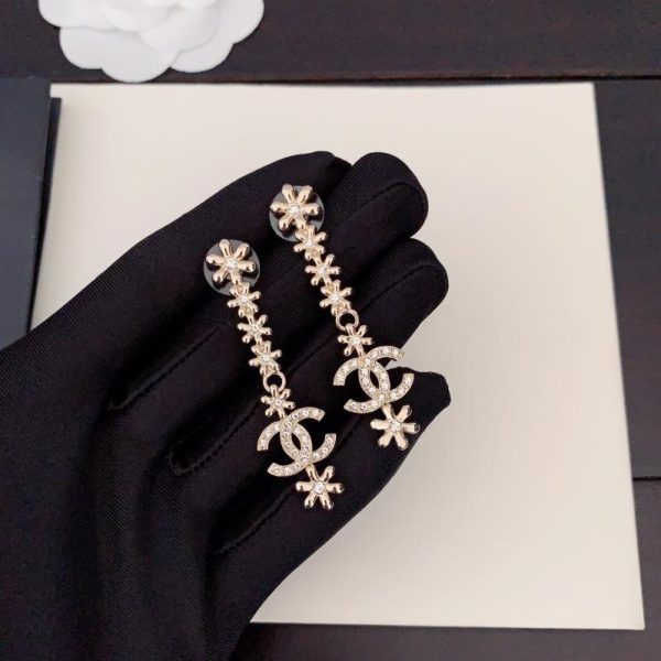 réplica,joyas,joyería,1:1,replica,fake,lujo,barato Pendientes Chanel copo de nieve cc