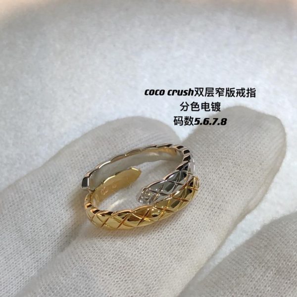 réplica,joyas,joyería,1:1,replica,fake,lujo,barato Anillo de diamantes de doble capa Chanel Coco Crush, versión estrecha