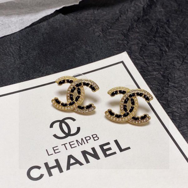 réplica,joyas,joyería,1:1,replica,fake,lujo,barato Pendientes Chanel de cuero genuino con microengastes de diamantes