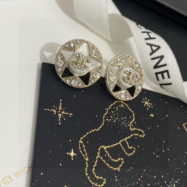réplica,joyas,joyería,1:1,replica,fake,lujo,barato Pendientes Chanel estrella de cinco puntas huecas de oro y diamantes